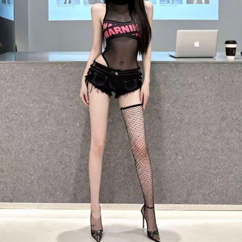 핫걸 섹시함 핫 바지 스트랩 초단바지 봄 여름 새로운 슬림해 보이는 디스플레이 높음 달콤한 차가운 아메리칸 레트로 데님 반바지 이미지 5