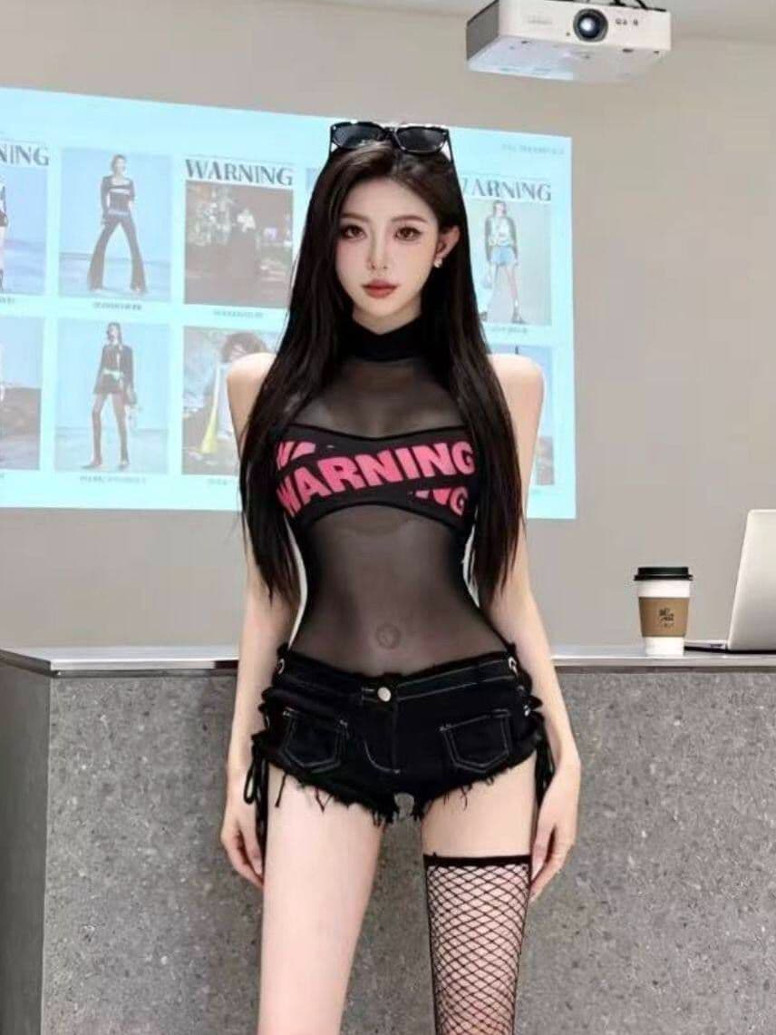 핫걸 섹시함 핫 바지 스트랩 초단바지 봄 여름 새로운 슬림해 보이는 디스플레이 높음 달콤한 차가운 아메리칸 레트로 데님 반바지 상세 이미지 4
