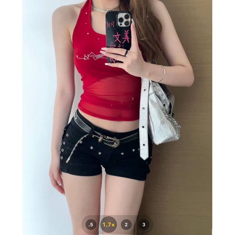 디자인 센스 ins 출퇴근 거리 데님 반바지 여성 봄 여름 새로운 캐주얼 출퇴근 타이트 스커트 데님 뜨거운 바지 이미지 4
