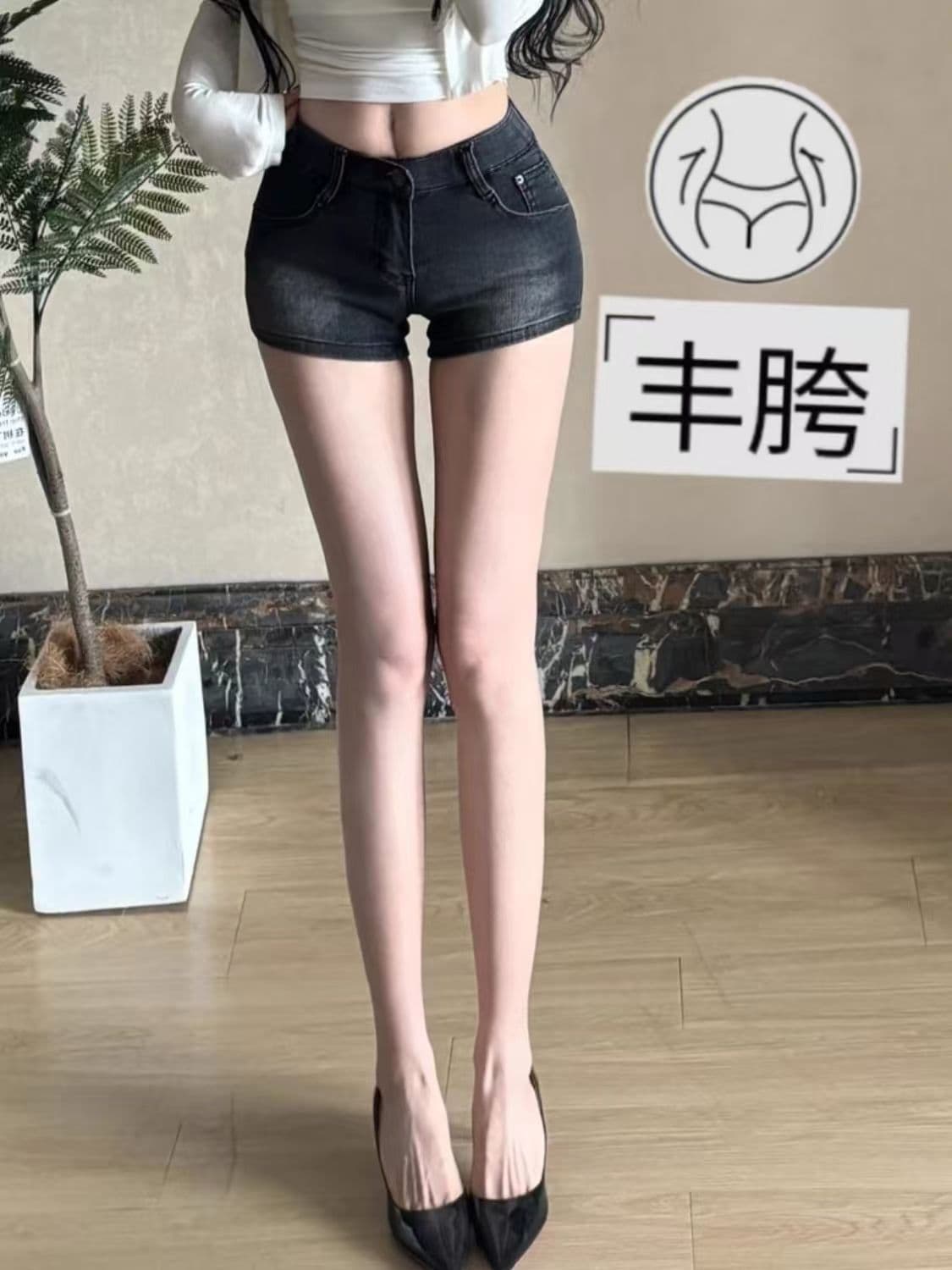 아메리칸 레트로 블랙 회색 데님 반바지 여성 여름 새로운 작은 키 로우 웨이스트 타이트 팬츠 핫걸 타이트 스커트 핫 바지 상세 이미지 11