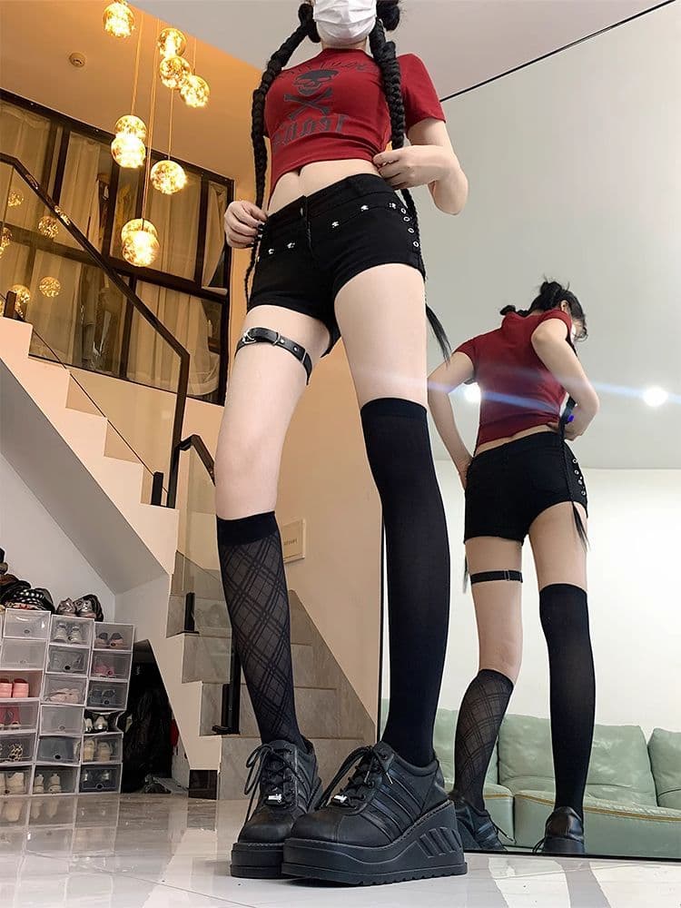 아메리칸 달콤한 차가운 핫걸 섹시함 타이트 스커트 뜨거운 바지 2026 여름 다용도 슬림해 보이는 한 마디 징 데님 반바지 ins 상세 이미지 2