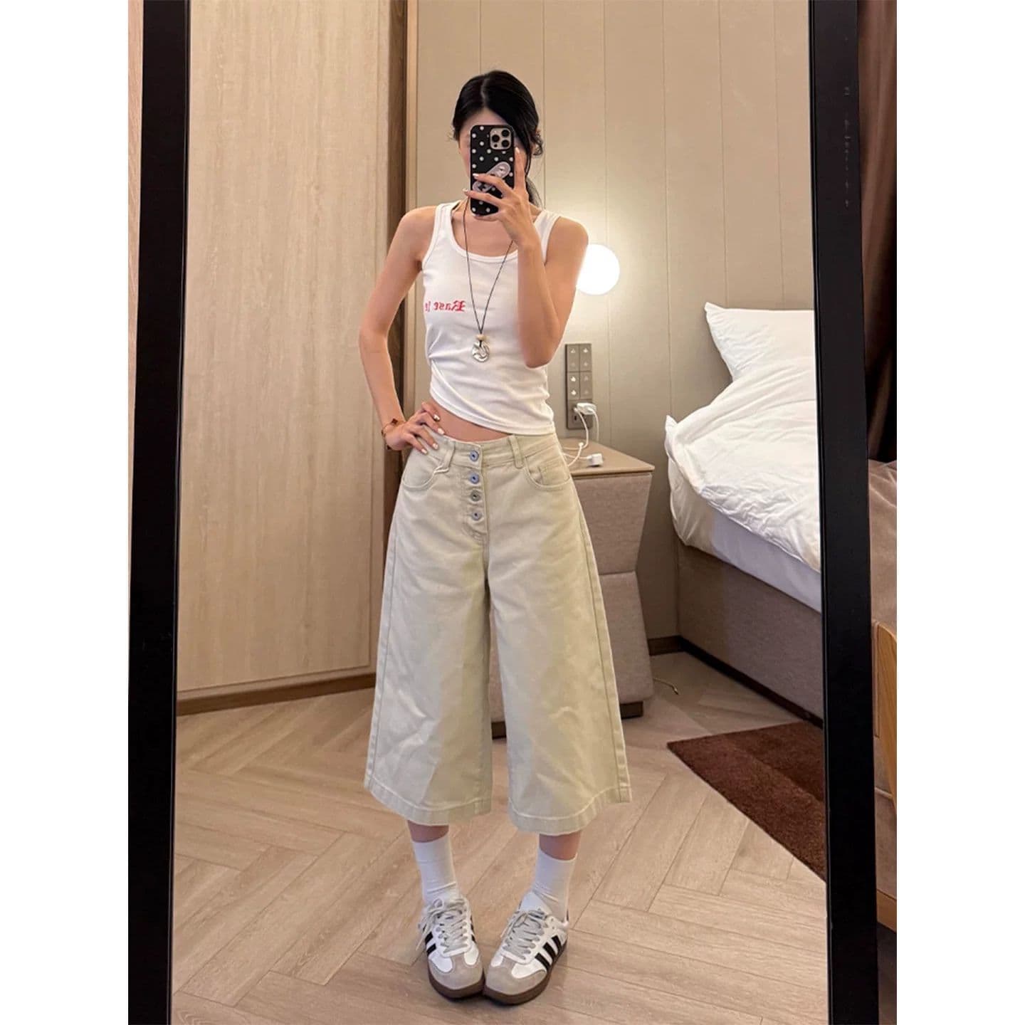 높음 거리 중성 출퇴근 데님 7부 바지 여성 봄 여름 새로운 작은 대중 디자인 센스 패션 스트레이트 데님 7부 바지 상세 이미지 2