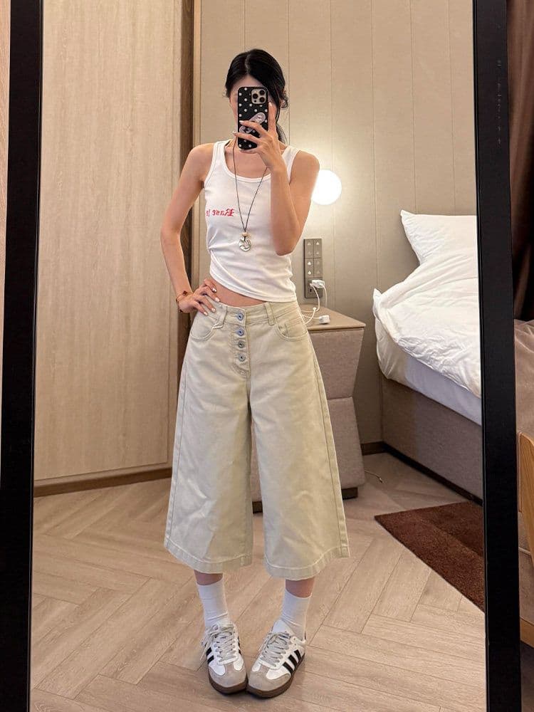 높음 거리 중성 출퇴근 데님 7부 바지 여성 봄 여름 새로운 작은 대중 디자인 센스 패션 스트레이트 데님 7부 바지 상세 이미지 3
