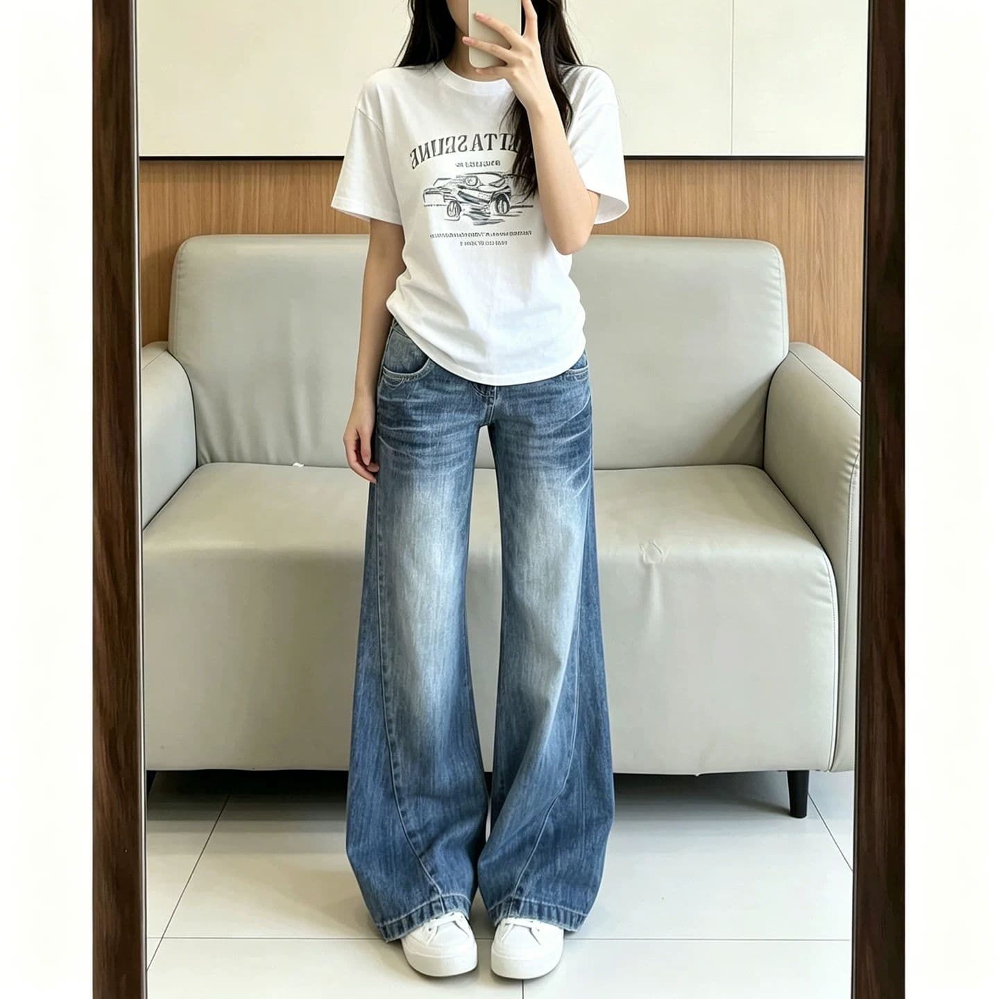 한국 스타일 핫걸 다용도 부츠컷 청바지 여성 봄 가을 새로운 디스플레이 높음 슬림해 보이는 패션 도루 센스 부츠컷 청바지 상세 이미지 2
