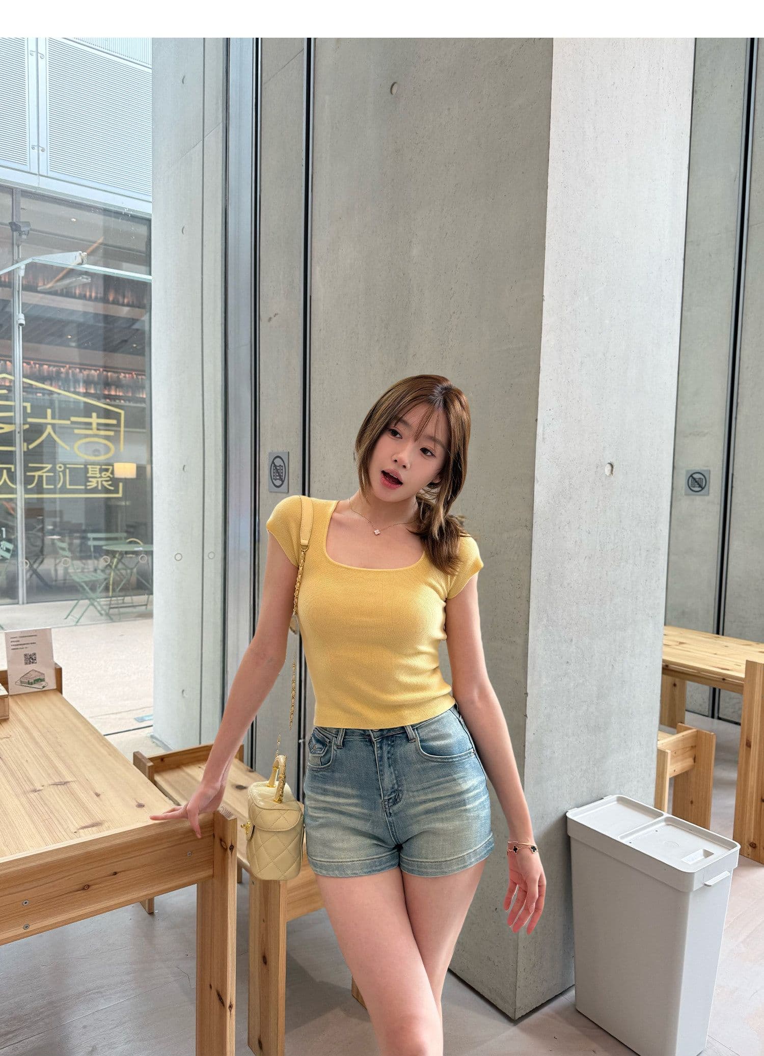 학원 스타일 출퇴근 반바지 봄 여름 새로운 워싱 디스플레이 높음 슬림해 보이는 다용도 루즈핏 스트레이트 데님 반바지 트렌디 상세 이미지 9