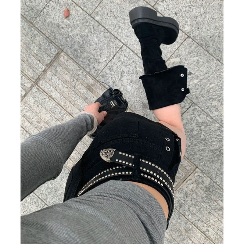 디자인 센스 ins 출퇴근 거리 데님 반바지 여성 봄 여름 새로운 슬림해 보이는 출퇴근 타이트 스커트 데님 뜨거운 바지 이미지 3