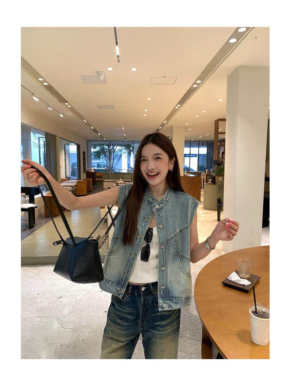 한국 스타일 패션 데님 조끼 여자 세련된 외국 가스 봄 가을 새로운 다용도 어깨 조끼 조끼 외출용 맨위 상세 이미지 7