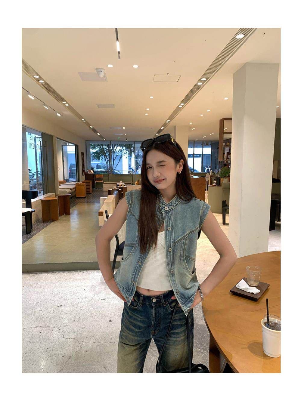 한국 스타일 패션 데님 조끼 여자 세련된 외국 가스 봄 가을 새로운 다용도 어깨 조끼 조끼 외출용 맨위 상세 이미지 10