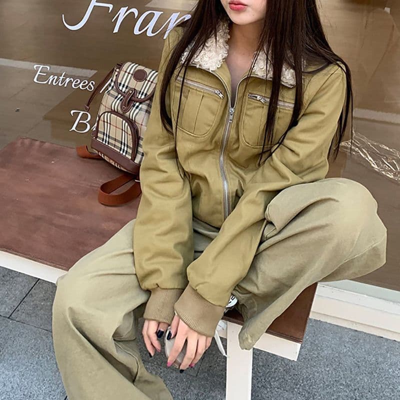 작은 대중 거리 알파벳 단추 스트레이트 디자인 센스 청바지 여성 루즈핏 느긋한 바람 넓은 다리 청바지 어린이 트렌디 이미지 5