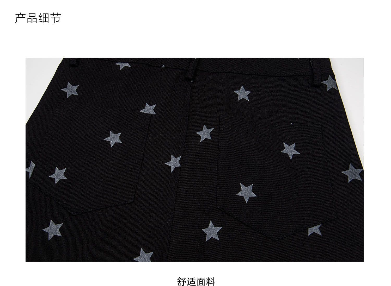 트렌드 출퇴근 새끼 고양이 별 프린트 다용도 루즈핏 데님 멜빵 바지 여성 봄 여름 새로운 데님 짧은 바지 상세 이미지 3
