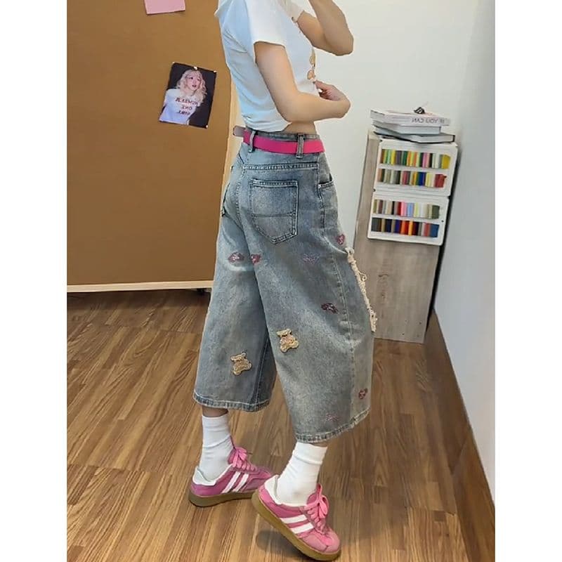 출퇴근 미니멀리즘 중성 데님 7부 바지 여성 봄 여름 새로운 다용도 루즈핏 7 점 스트레이트 청바지 트렌디 이미지 3