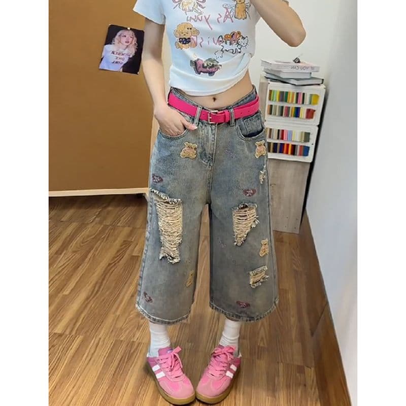 출퇴근 미니멀리즘 중성 데님 7부 바지 여성 봄 여름 새로운 다용도 루즈핏 7 점 스트레이트 청바지 트렌디 이미지 2