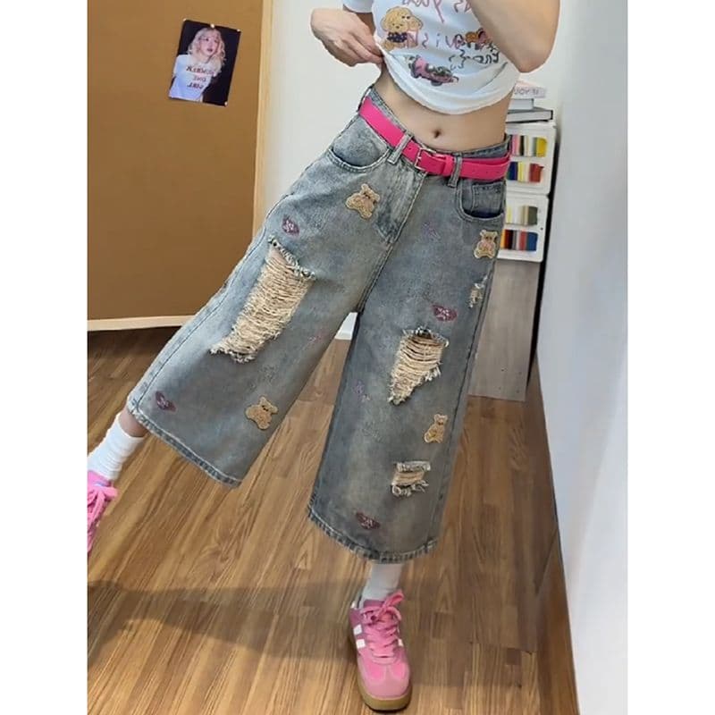 출퇴근 미니멀리즘 중성 데님 7부 바지 여성 봄 여름 새로운 다용도 루즈핏 7 점 스트레이트 청바지 트렌디 이미지 5