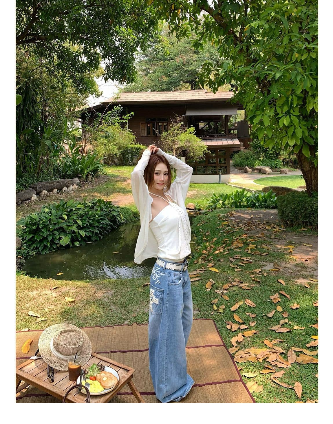 작은 대중 높음 거리 십자가 징 모통이 칼 청바지 여성 봄 가을 새로운 패션 넓은 다리 바닥 청소 청바지 트렌디 상세 이미지 10