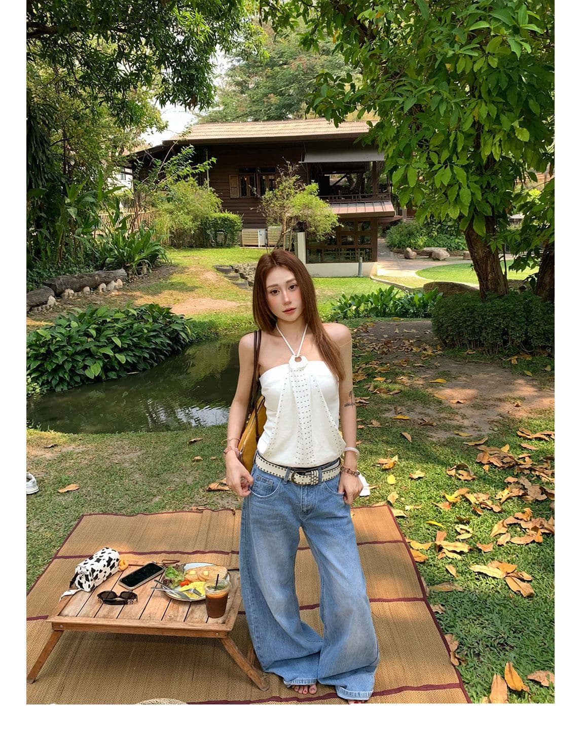 작은 대중 높음 거리 십자가 징 모통이 칼 청바지 여성 봄 가을 새로운 패션 넓은 다리 바닥 청소 청바지 트렌디 상세 이미지 12