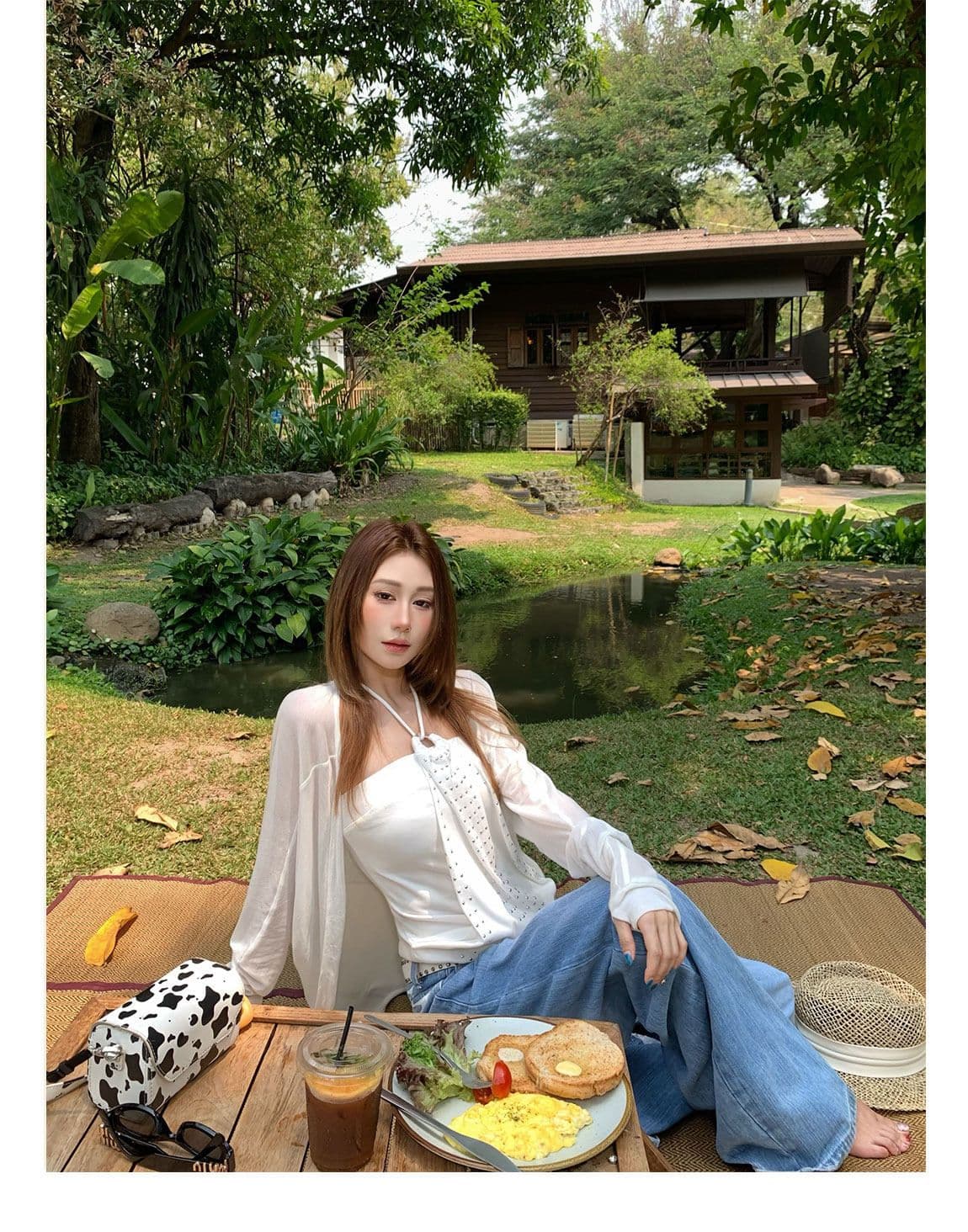 작은 대중 높음 거리 십자가 징 모통이 칼 청바지 여성 봄 가을 새로운 패션 넓은 다리 바닥 청소 청바지 트렌디 상세 이미지 19