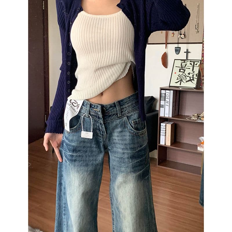 한국 스타일 거리 한국 스타일 부츠컷 청바지 여성 봄 가을 새로운 디스플레이 높음 패션 도루 센스 부츠컷 청바지 트렌디 이미지 4