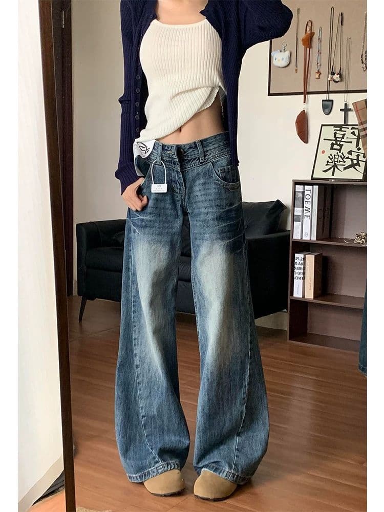 한국 스타일 거리 한국 스타일 부츠컷 청바지 여성 봄 가을 새로운 디스플레이 높음 패션 도루 센스 부츠컷 청바지 트렌디 상세 이미지 2