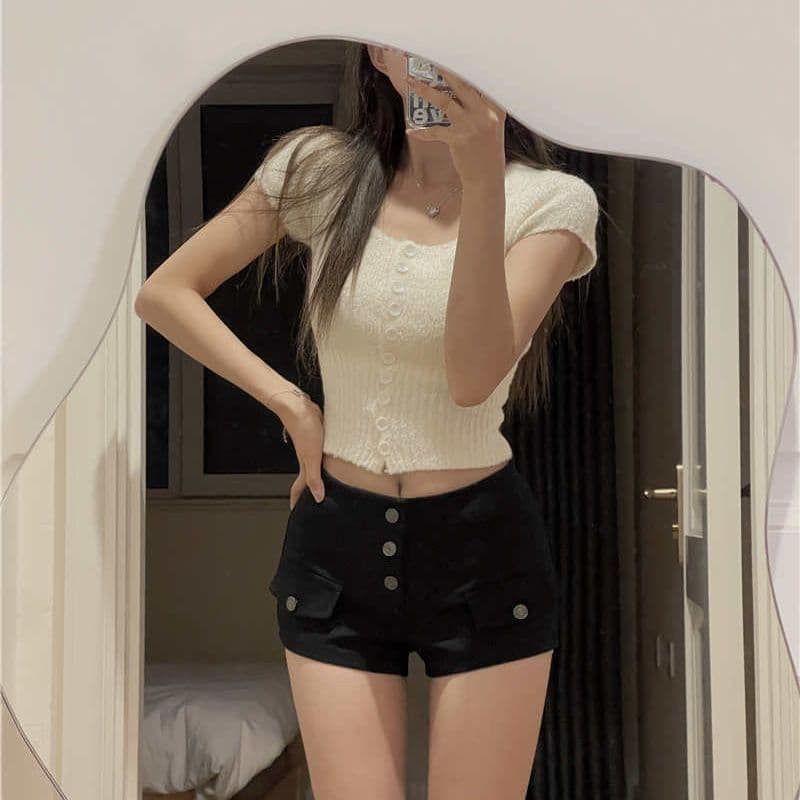 검정색 데님 다용도 반바지 여성 여름 2026 새로운 품격 출퇴근 핫걸 미니멀리즘 한 마디 타이트 스커트 뜨거운 바지 상세 이미지 3
