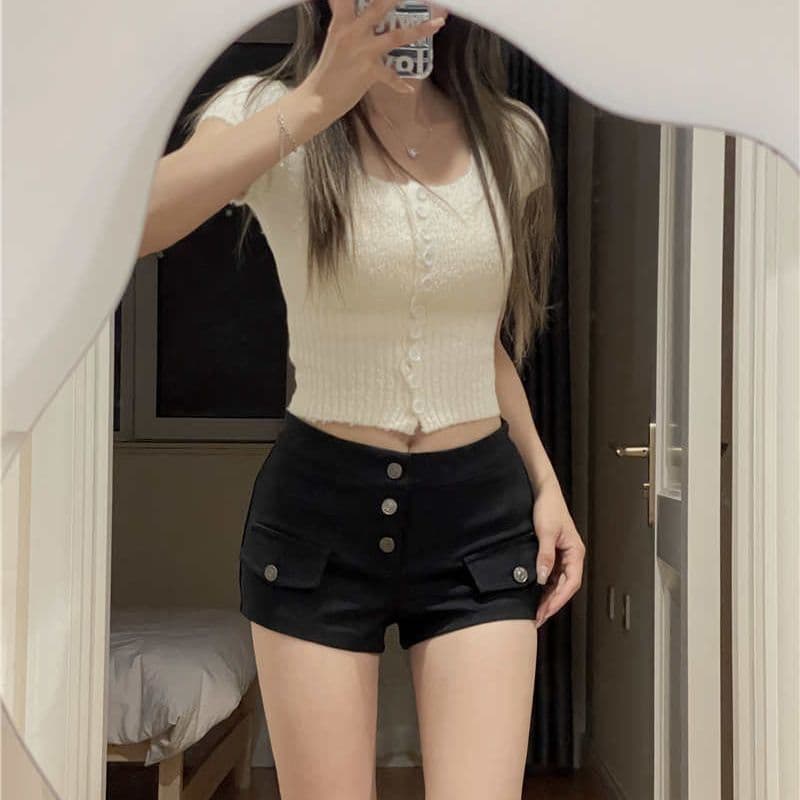 검정색 데님 다용도 반바지 여성 여름 2026 새로운 품격 출퇴근 핫걸 미니멀리즘 한 마디 타이트 스커트 뜨거운 바지 상세 이미지 5