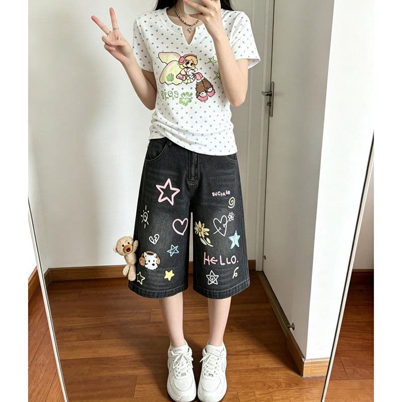 봄 여름 새로운 트렌드 데님 7 점 스트레이트 팬츠 여성 다용도 슬림해 보이는 패션 7 점 스트레이트 청바지 트렌디 이미지 4