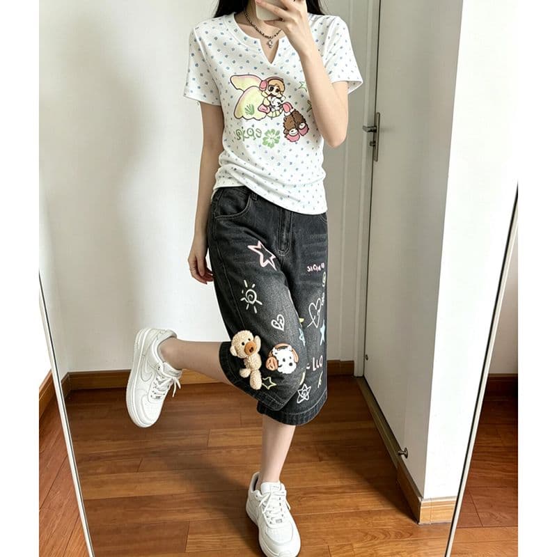 봄 여름 새로운 트렌드 데님 7 점 스트레이트 팬츠 여성 다용도 슬림해 보이는 패션 7 점 스트레이트 청바지 트렌디 이미지 2