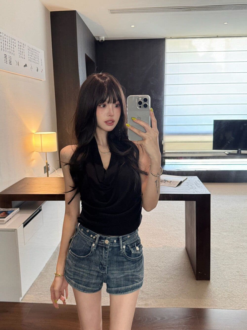 파란색 로우 웨이스트 데님 반바지 여성 여름 순수한 욕망 핫걸 섹시함 몸매 가꾸기 타이트 스커트 신축성 작은 키 리프트 엉덩이 핫 바지 상세 이미지 3
