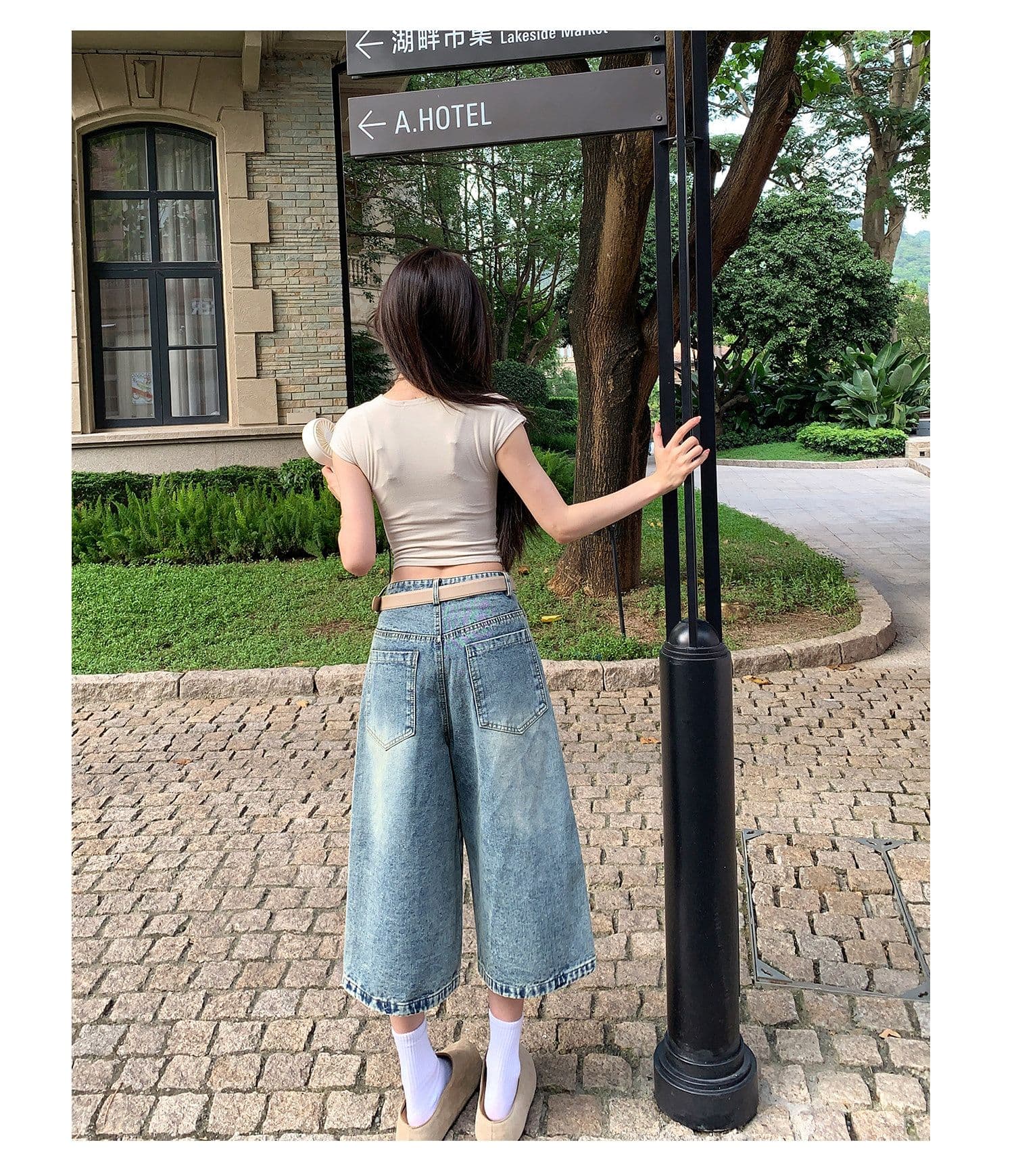 출퇴근 높음 거리 ins 만화 강아지 자수 7 점 청바지 여성 봄 여름 새로운 루즈핏 스트레이트 7부 바지 상세 이미지 10