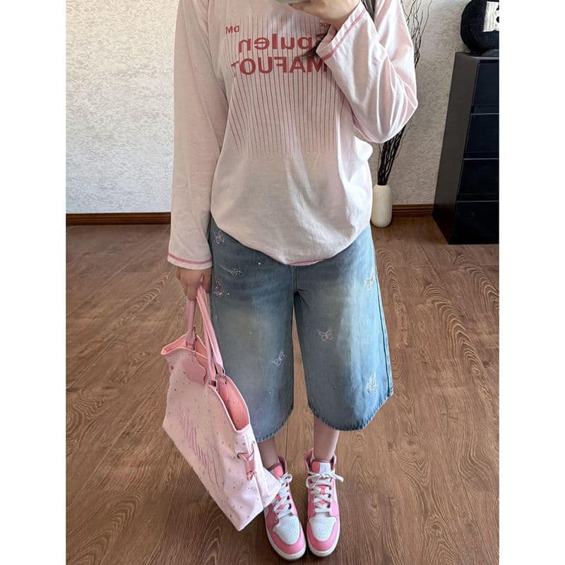출퇴근 느긋한 바람 데님 7 점 스트레이트 팬츠 여성 봄 여름 새로운 다용도 루즈핏 7 점 스트레이트 청바지 트렌디 이미지 3