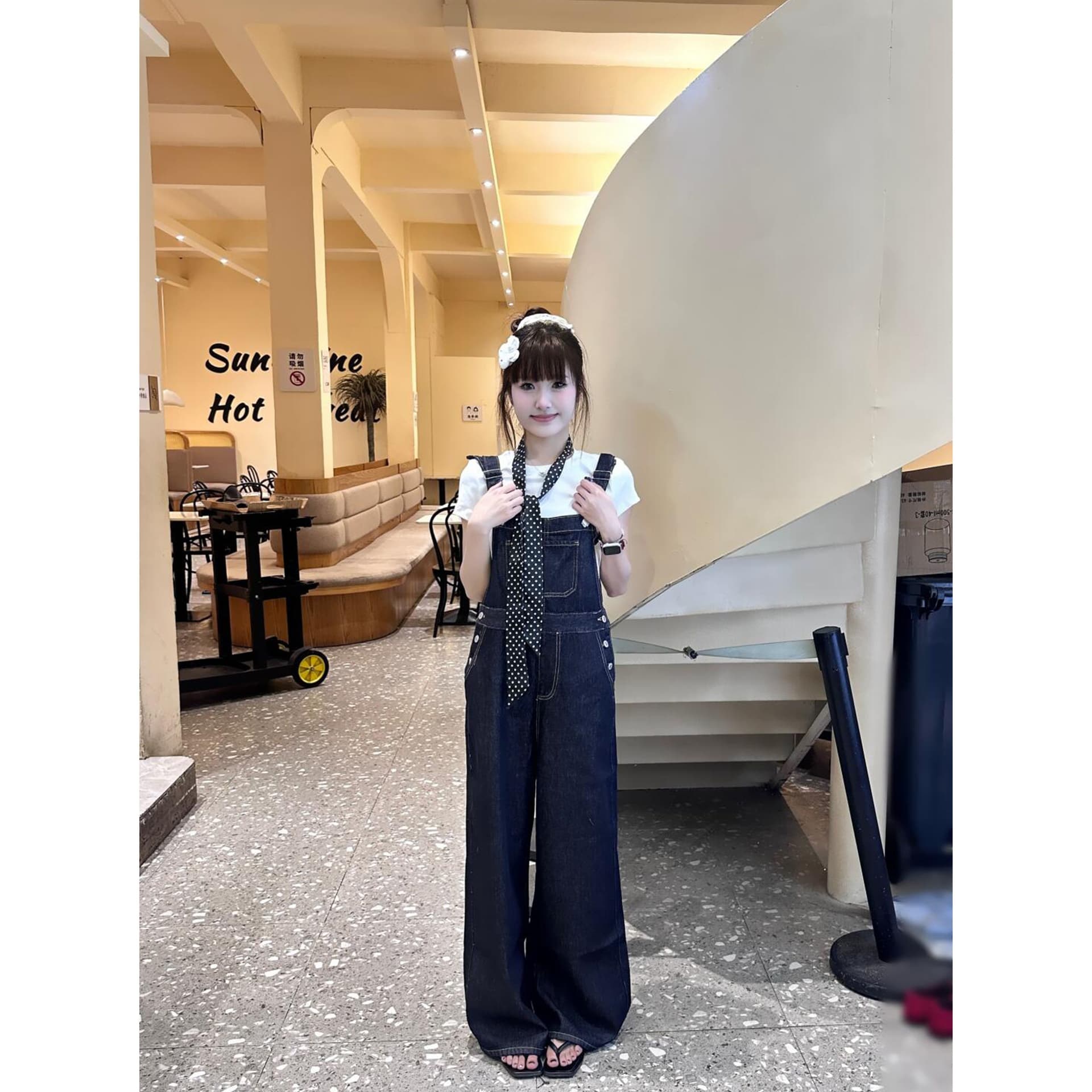 아메리칸 레트로 트렌드 데님 멜빵 바지 여성 봄 여름 새로운 디스플레이 높음 ins 캐주얼 데님 멜빵 바지 트렌디 상세 이미지 2