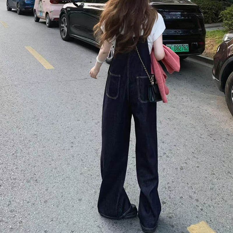트렌드 출퇴근 캐주얼 데님 멜빵 바지 여성 봄 여름 새로운 디스플레이 높음 ins 캐주얼 데님 멜빵 바지 트렌디 이미지 4