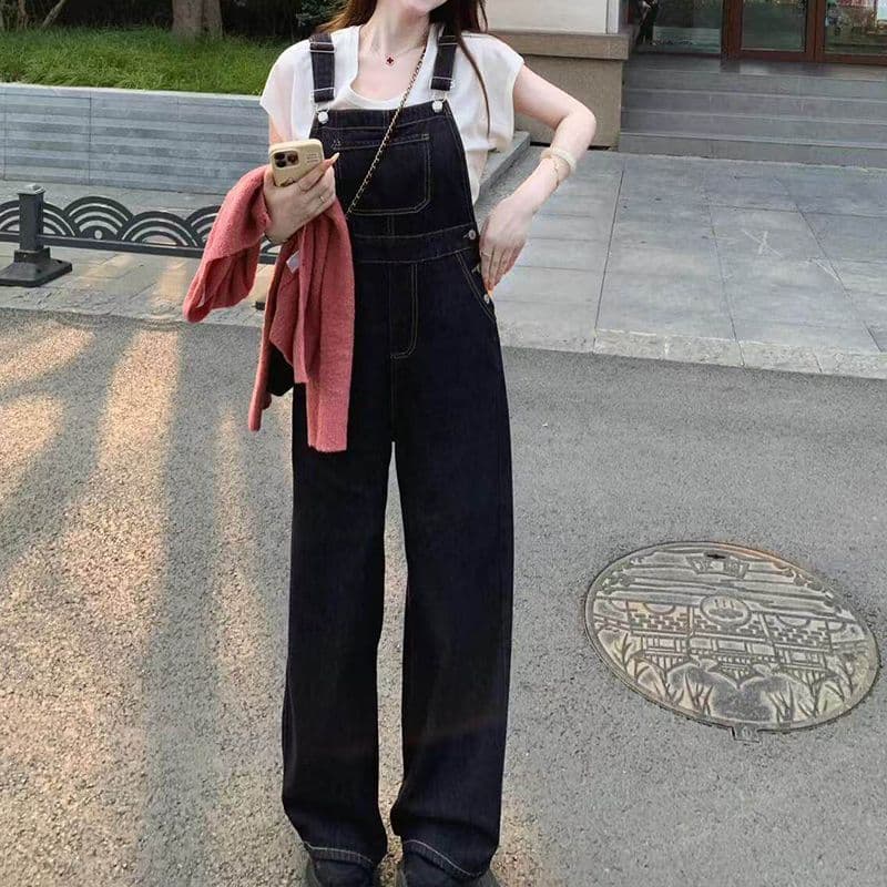 트렌드 출퇴근 캐주얼 데님 멜빵 바지 여성 봄 여름 새로운 디스플레이 높음 ins 캐주얼 데님 멜빵 바지 트렌디 이미지 3