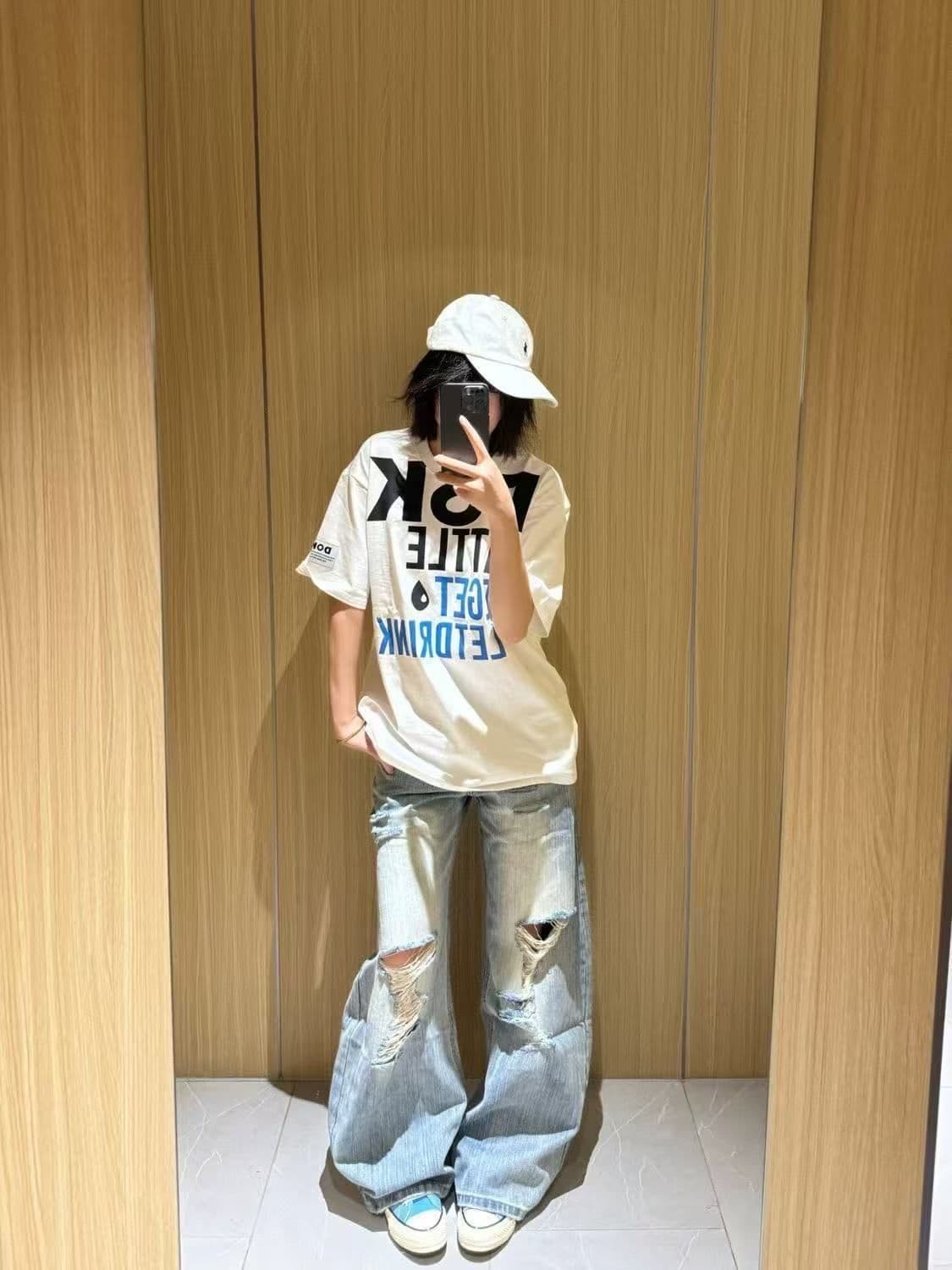 대나무 마디 곡물 찢어진 부분 청바지 여성 2026 여름 새로운 몸매 가꾸기 슬림해 보이는 모통이 칼 넓은 다리 바닥 청소 바지 상세 이미지 3