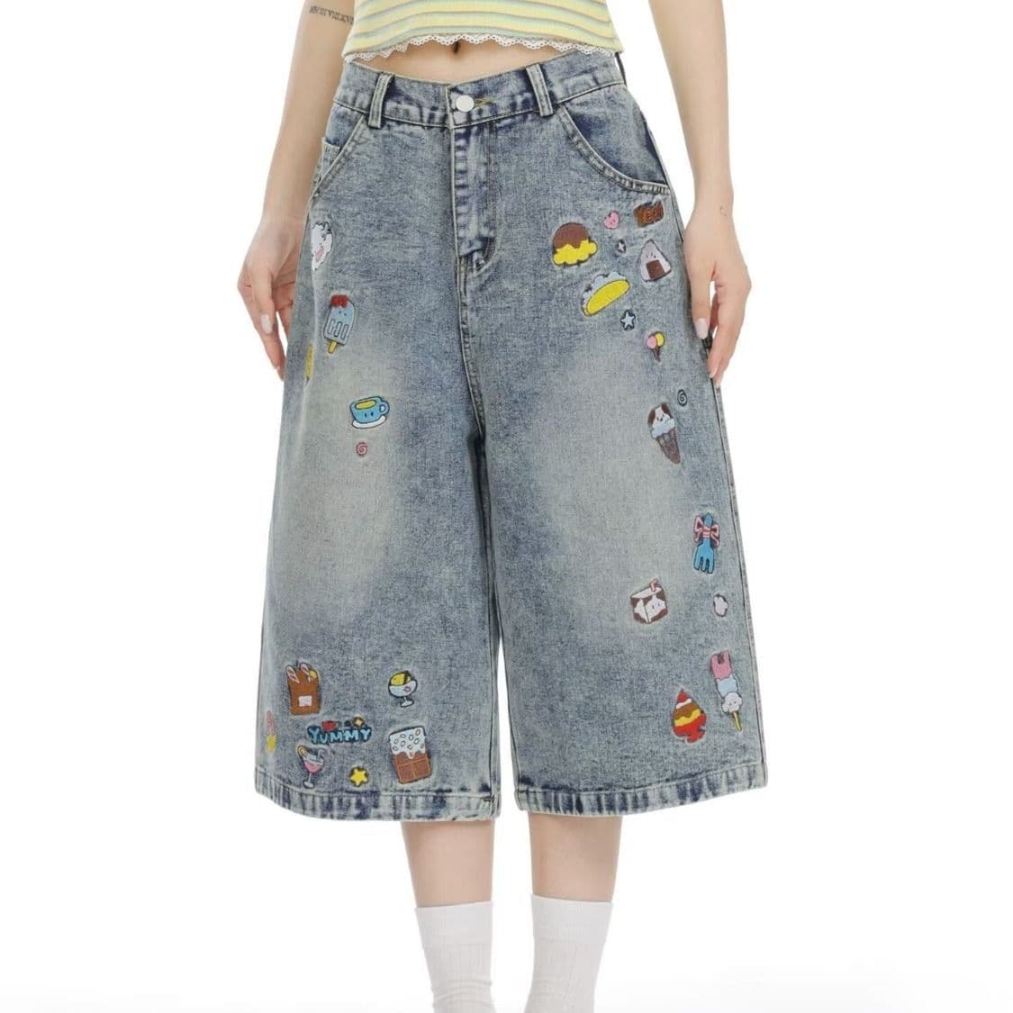 품격 ins 패션 문예 미니멀리즘 느긋한 다용도 새로운 일본식 인기 7 점 청바지 여성 여름 트렌드 이미지 4