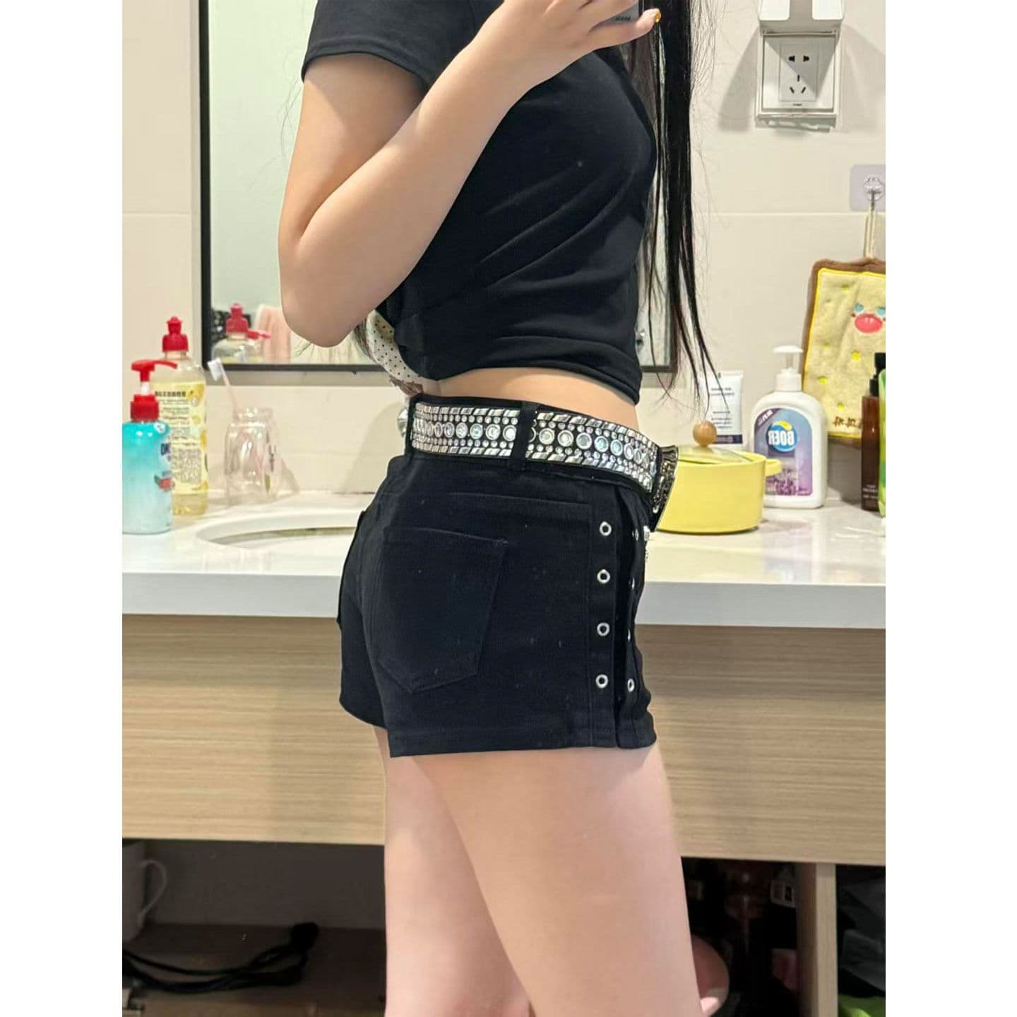 거리 캐주얼 데님 반바지 여성 봄 여름 새로운 패션 캐주얼 출퇴근 ins 타이트 스커트 데님 뜨거운 바지 트렌디 상세 이미지 4
