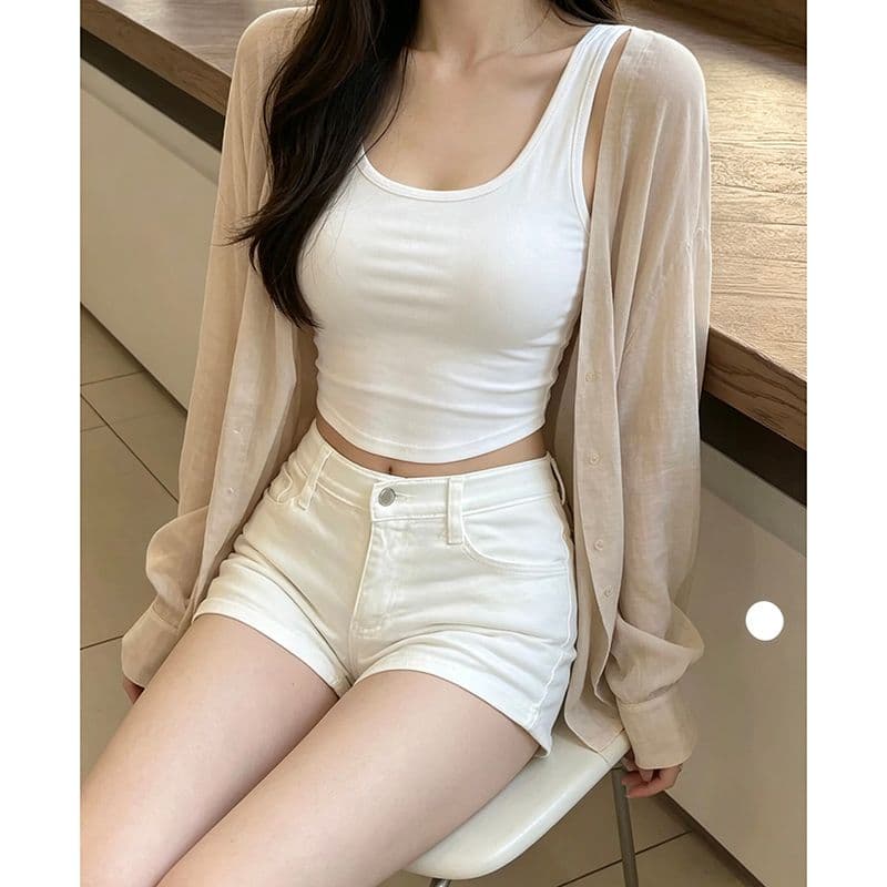 출퇴근 품격 스트레이트 데님 반바지 여성 봄 여름 새로운 패션 슬림해 보이는 디스플레이 높음 한국 스타일 스트레이트 데님 반바지 이미지 2