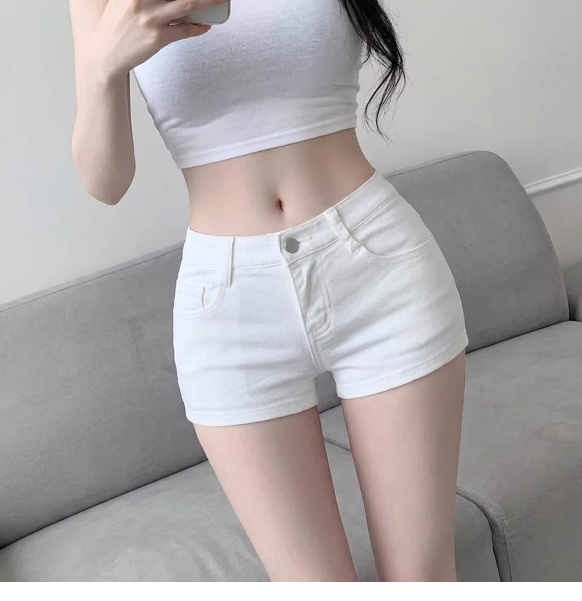 거리 미니멀리즘 스트레이트 데님 반바지 여성 봄 여름 새로운 패션 슬림해 보이는 디스플레이 높음 한국 스타일 스트레이트 데님 반바지 상세 이미지 5