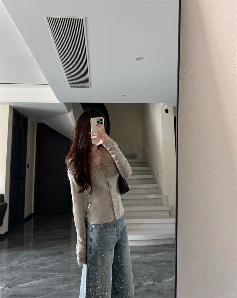 빛나다 은하계 핫픽스 청바지 봄 새로운 패션 외국 가스 다용도 여성 의류 하이웨이스트 슬림해 보이는 루즈핏 와이드 레그 팬츠 상세 이미지 5