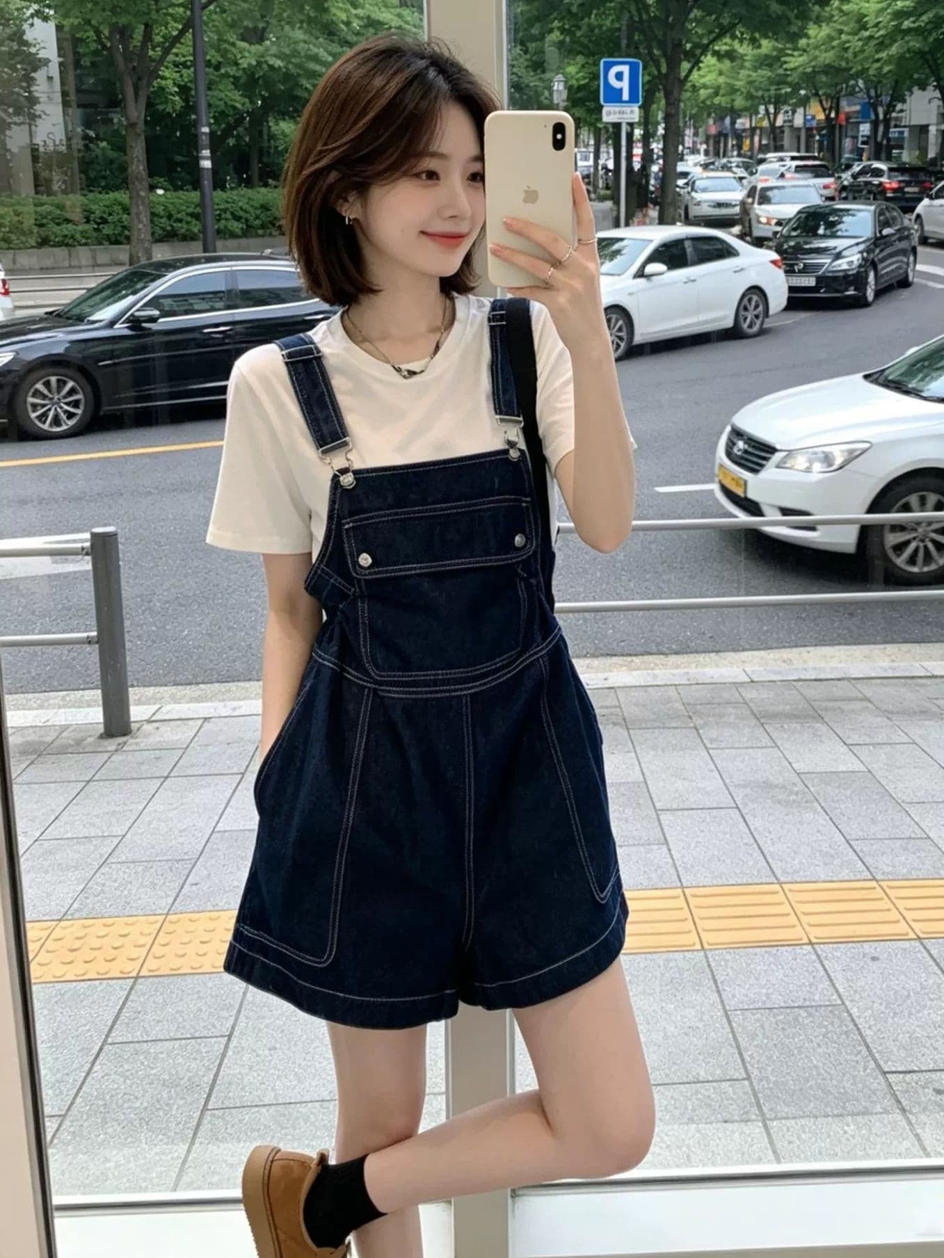 ins 트렌디 개성 캐주얼 디자인 센스 데님 멜빵 반바지 여성 봄 여름 새로운 다용도 멜빵 청바지 트렌디 상세 이미지 2