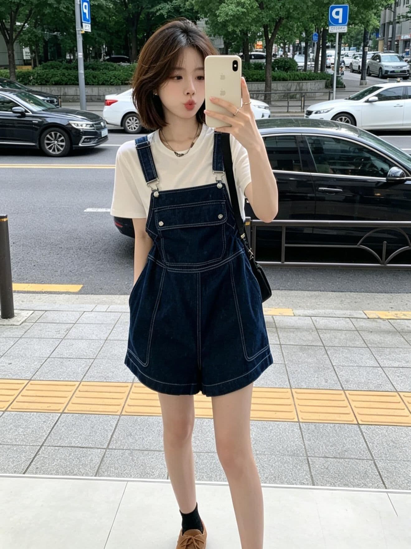 ins 트렌디 개성 캐주얼 디자인 센스 데님 멜빵 반바지 여성 봄 여름 새로운 다용도 멜빵 청바지 트렌디 상세 이미지 6