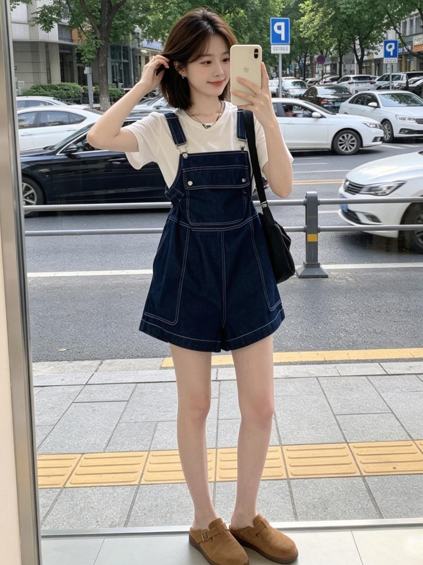 ins 트렌디 개성 캐주얼 디자인 센스 데님 멜빵 반바지 여성 봄 여름 새로운 다용도 멜빵 청바지 트렌디 상세 이미지 8