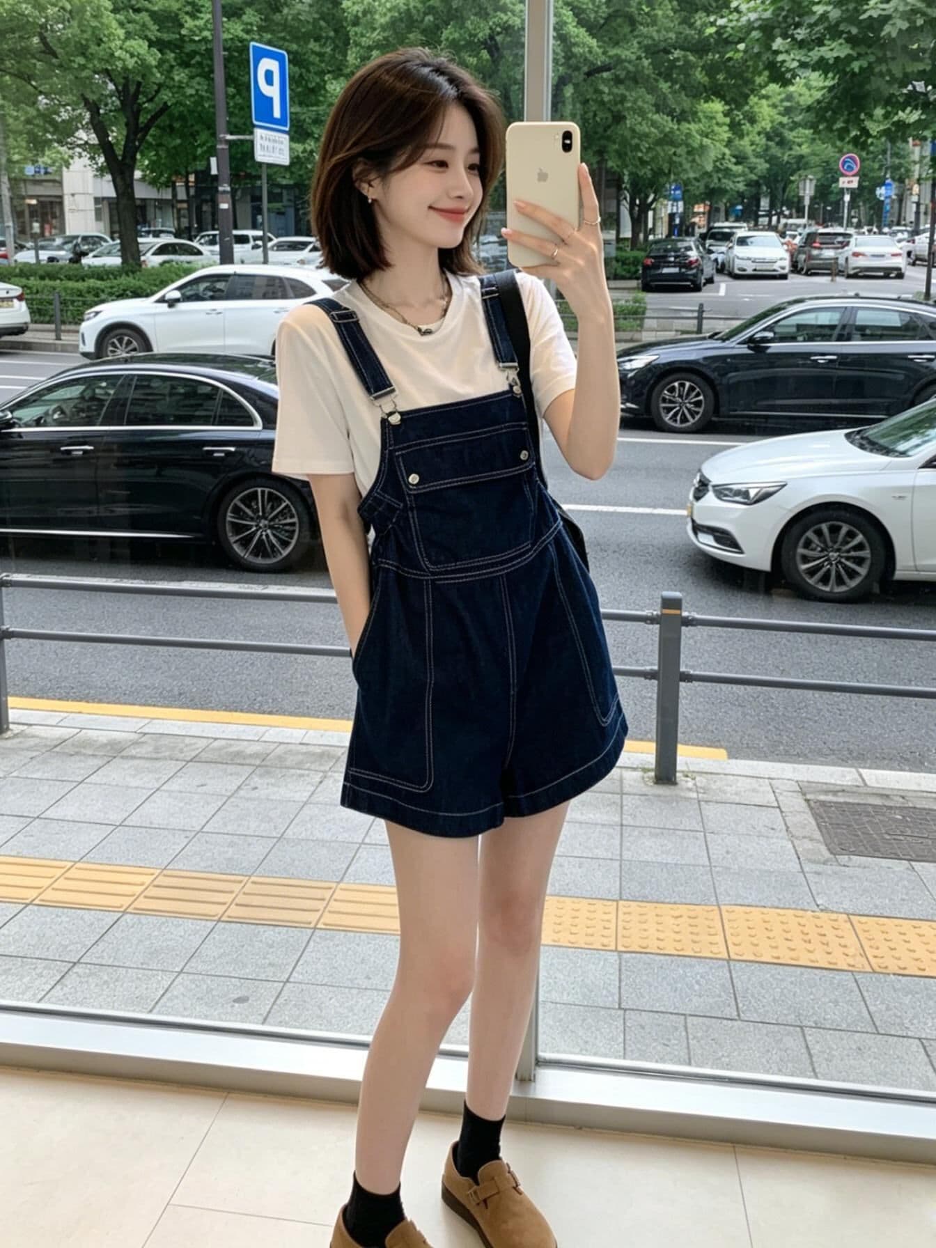 ins 트렌디 개성 캐주얼 디자인 센스 데님 멜빵 반바지 여성 봄 여름 새로운 다용도 멜빵 청바지 트렌디 상세 이미지 10