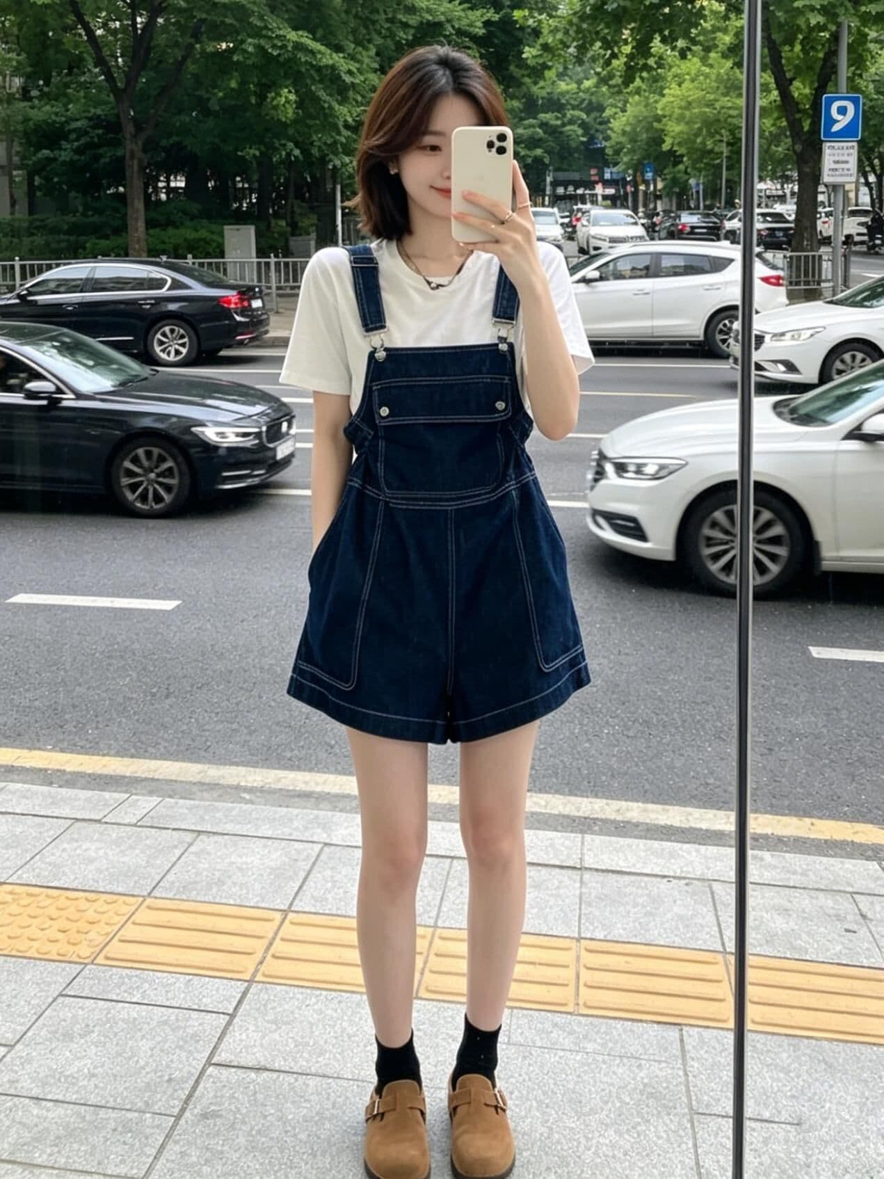 ins 트렌디 개성 캐주얼 디자인 센스 데님 멜빵 반바지 여성 봄 여름 새로운 다용도 멜빵 청바지 트렌디 상세 이미지 11