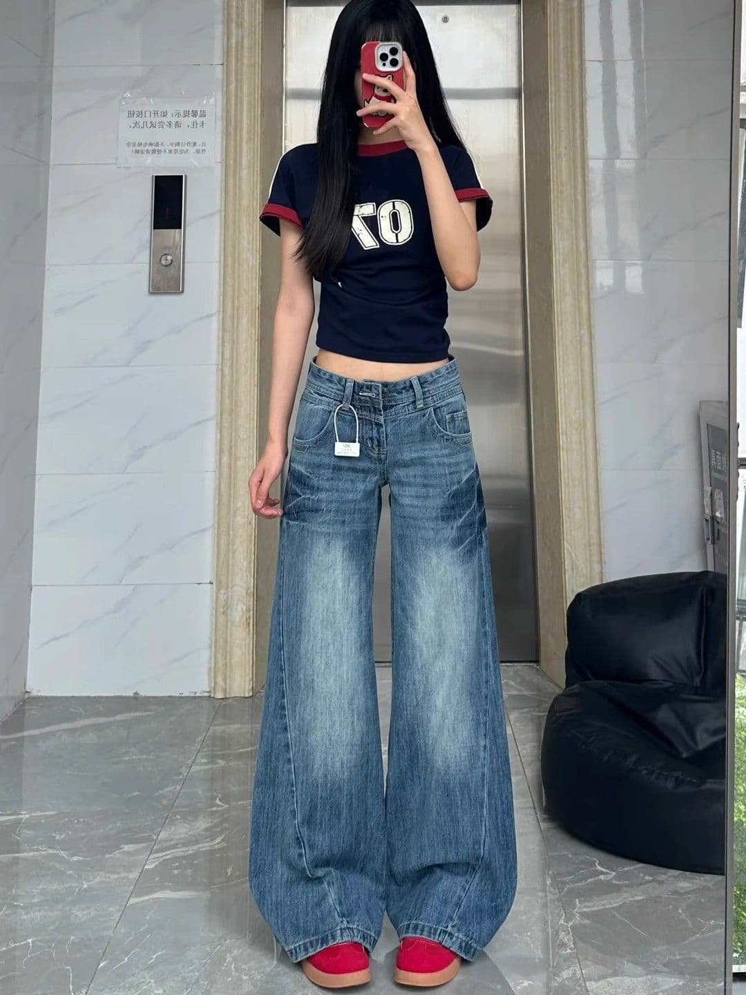 레트로 워싱 블루 다용도 부츠컷 청바지 여성 2026 여름 새로운 얇은 스타일 아니요 막대기 다리 슬림해 보이는 도루 센스 긴 바지 상세 이미지 3