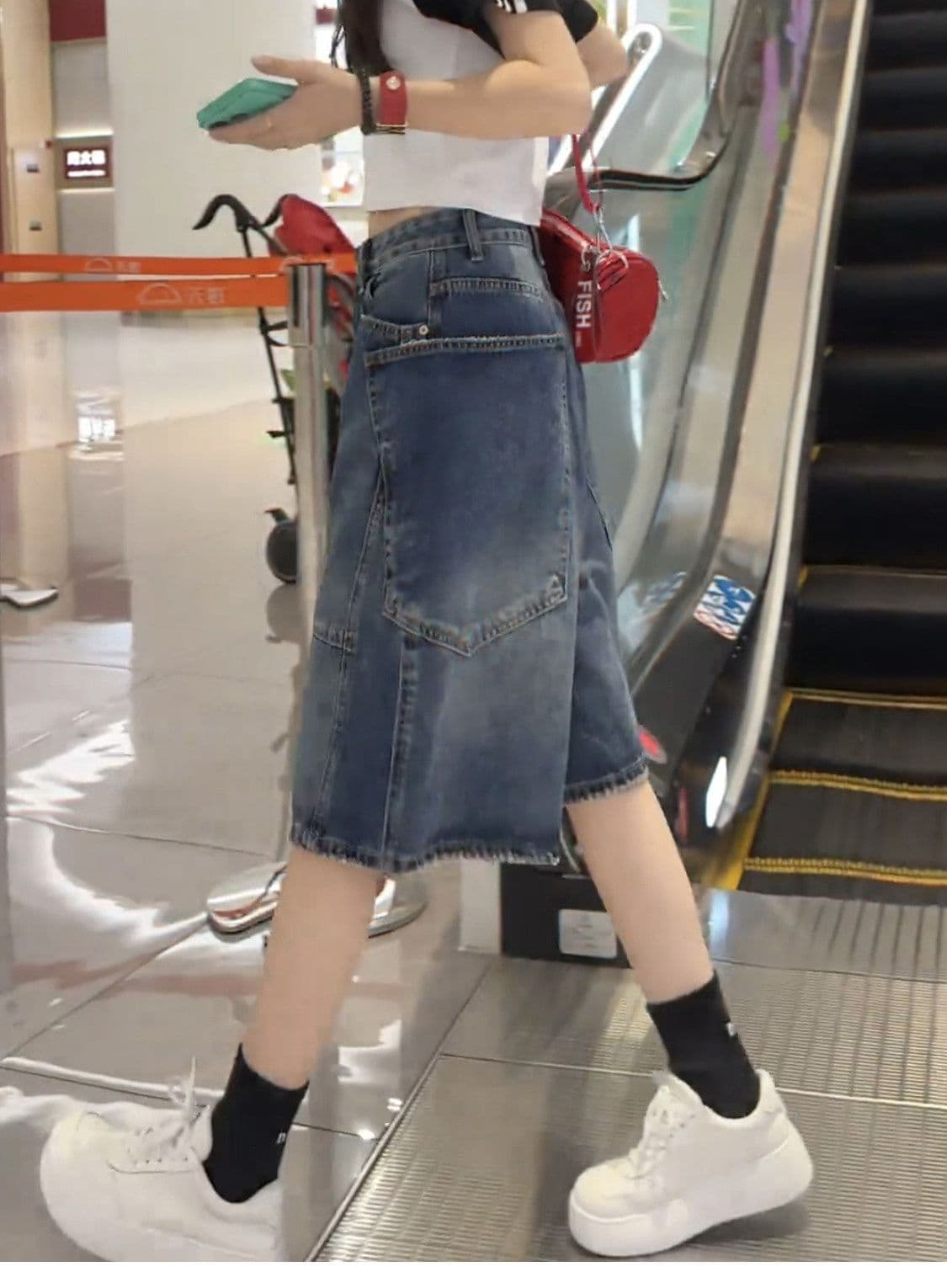 느긋한 바람 웃음 하 찢어진 부분 데님 오부 바지 여성 봄 여름 새로운 루즈핏 캐주얼 다용도 데님 오부 바지 트렌디 상세 이미지 7