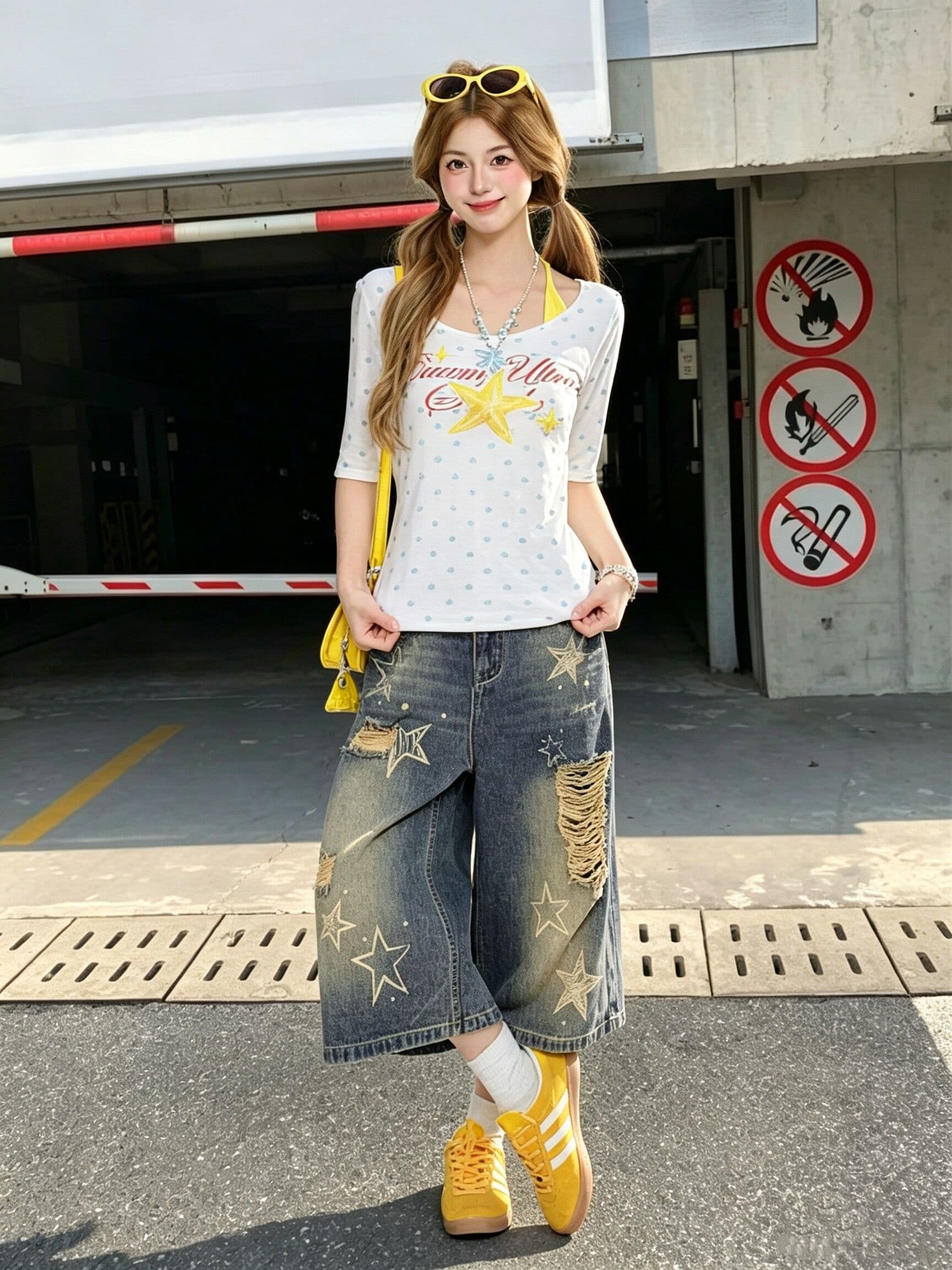 느긋한 바람 ins 데님 7부 바지 여성 봄 여름 새로운 트렌드 다용도 루즈핏 7 점 스트레이트 청바지 트렌디 상세 이미지 3
