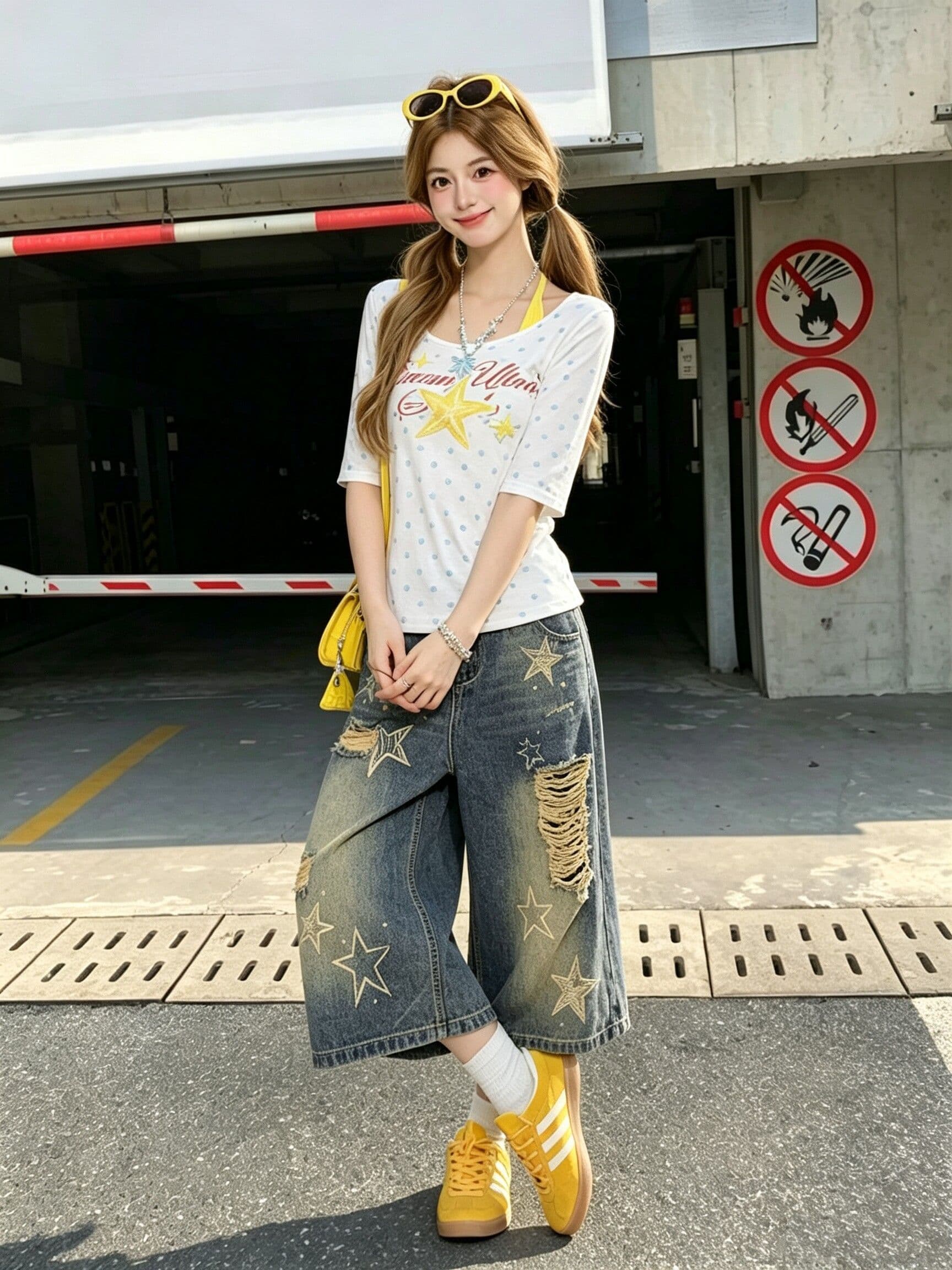 느긋한 바람 ins 데님 7부 바지 여성 봄 여름 새로운 트렌드 다용도 루즈핏 7 점 스트레이트 청바지 트렌디 상세 이미지 4