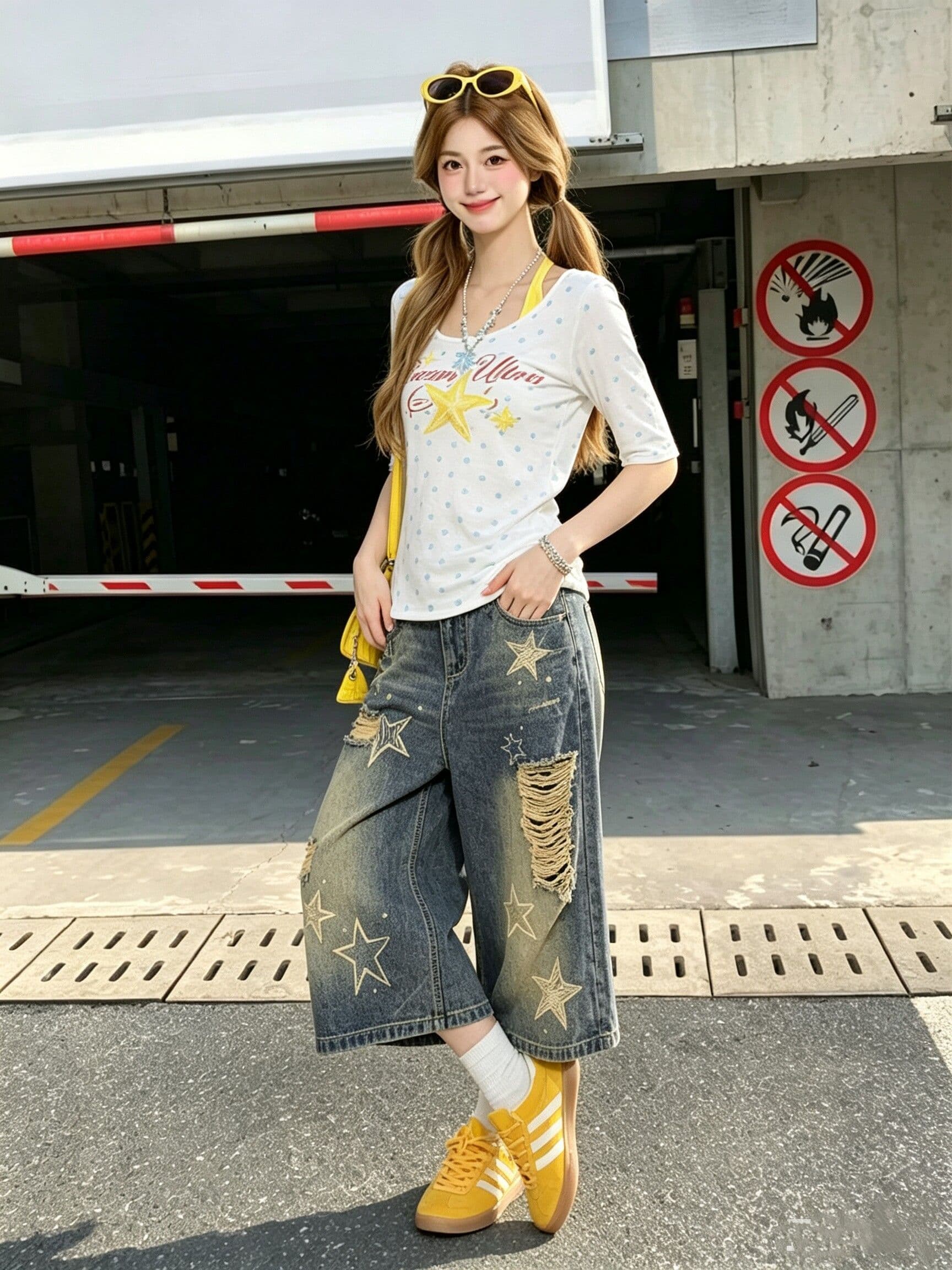 느긋한 바람 ins 데님 7부 바지 여성 봄 여름 새로운 트렌드 다용도 루즈핏 7 점 스트레이트 청바지 트렌디 상세 이미지 5