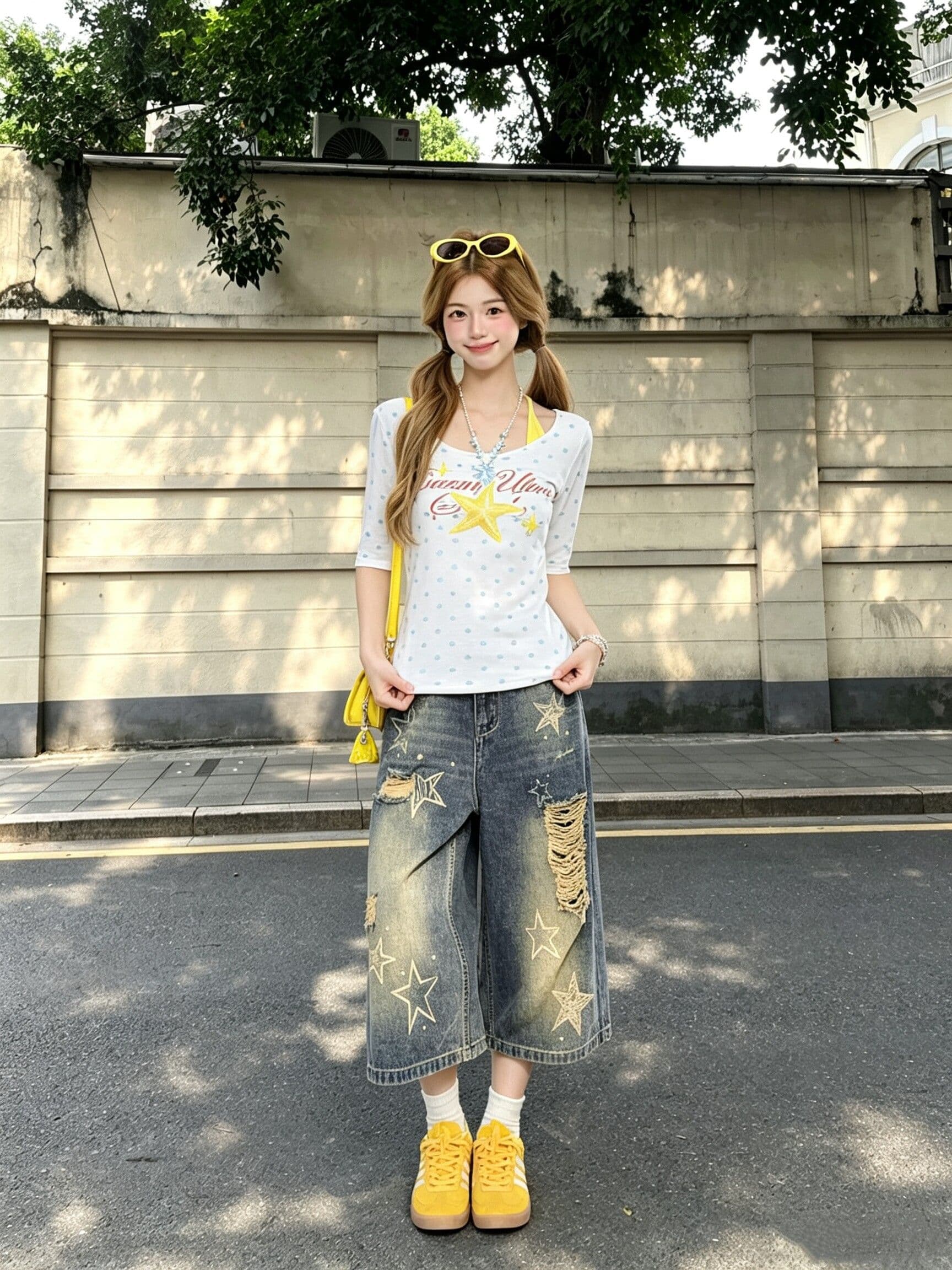 느긋한 바람 ins 데님 7부 바지 여성 봄 여름 새로운 트렌드 다용도 루즈핏 7 점 스트레이트 청바지 트렌디 상세 이미지 8