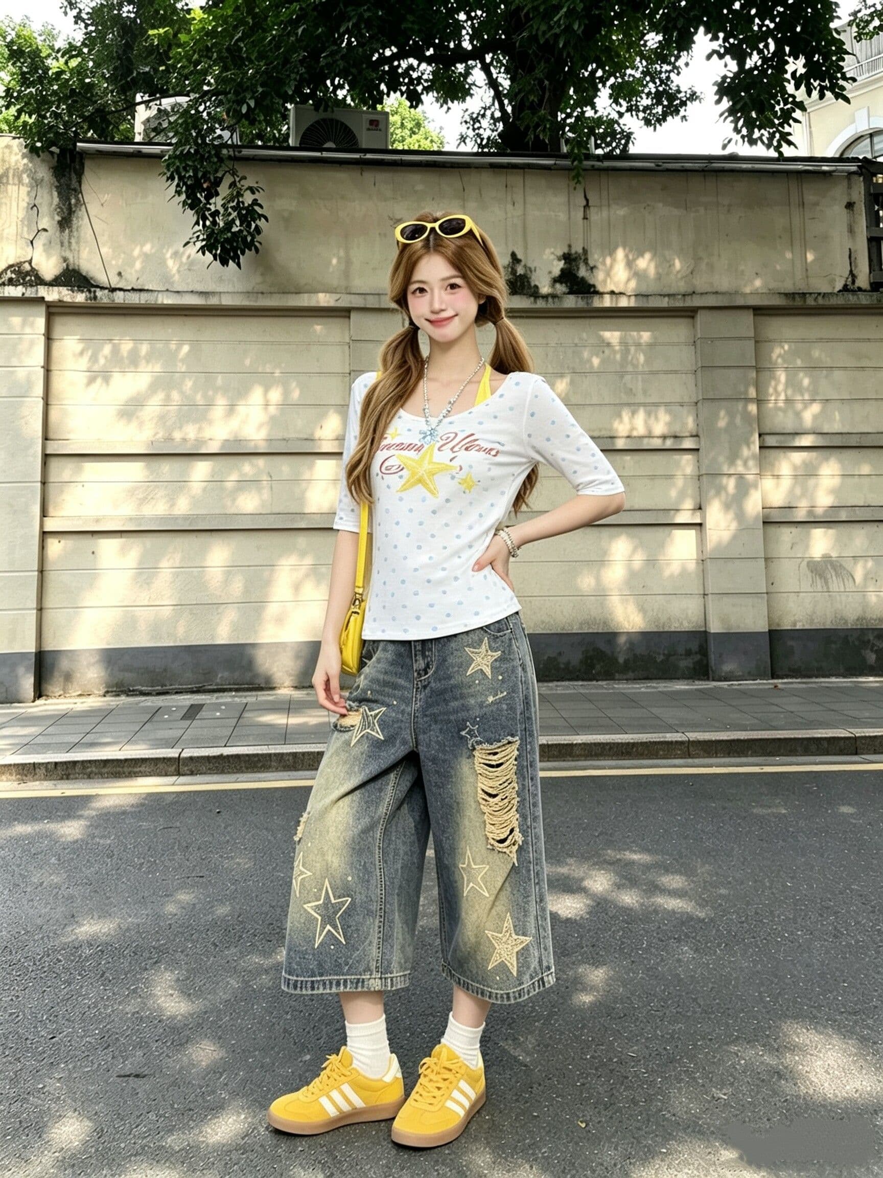 느긋한 바람 ins 데님 7부 바지 여성 봄 여름 새로운 트렌드 다용도 루즈핏 7 점 스트레이트 청바지 트렌디 상세 이미지 10